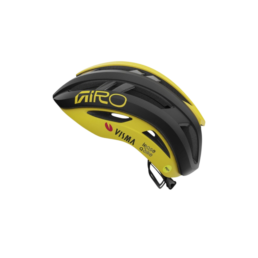 Giro Aries MIPS Spherical Road Cycling Helmet - Matte Black/Matte Yellow VISMA (Medium)