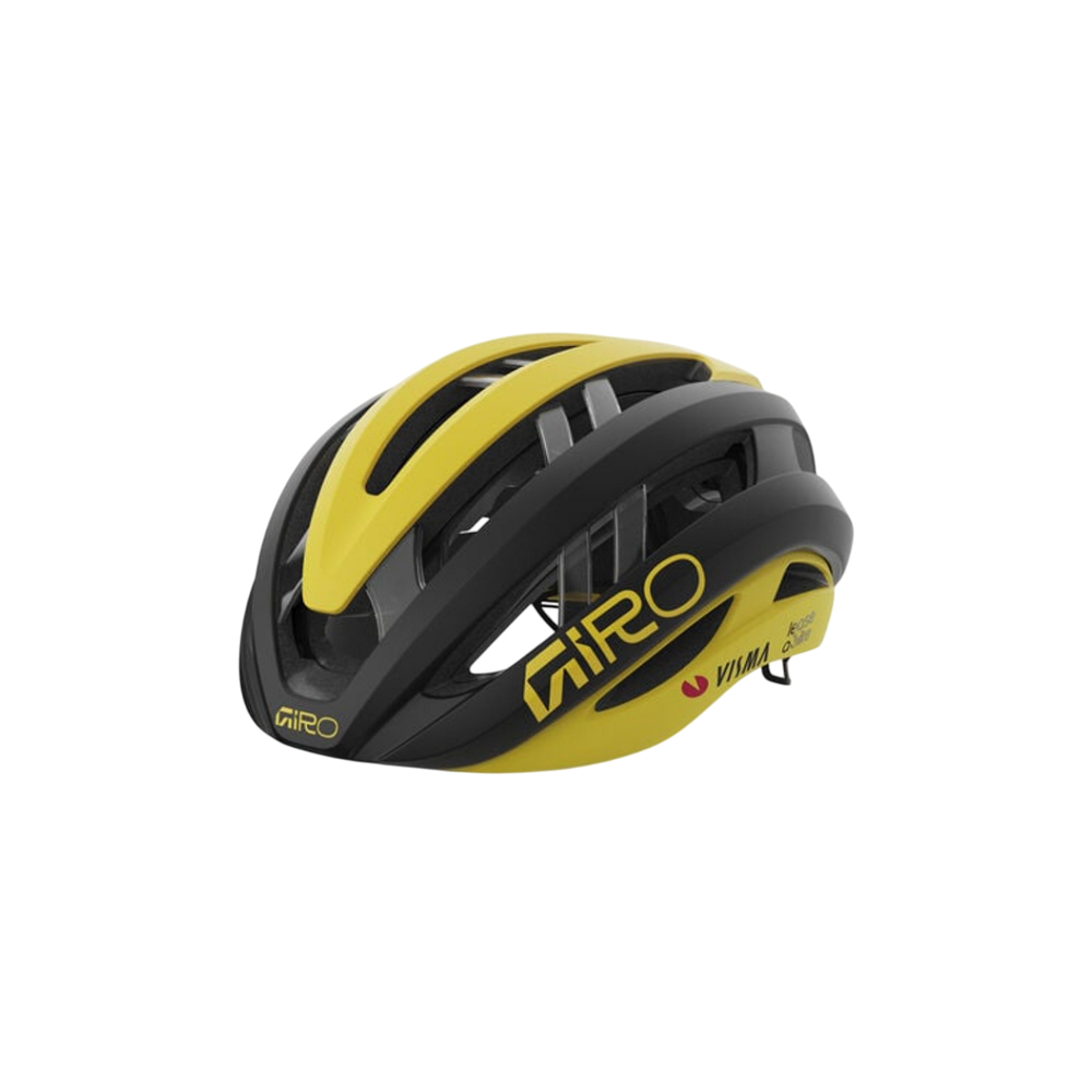 Giro Aries MIPS Spherical Road Cycling Helmet - Matte Black/Matte Yellow VISMA (Medium)