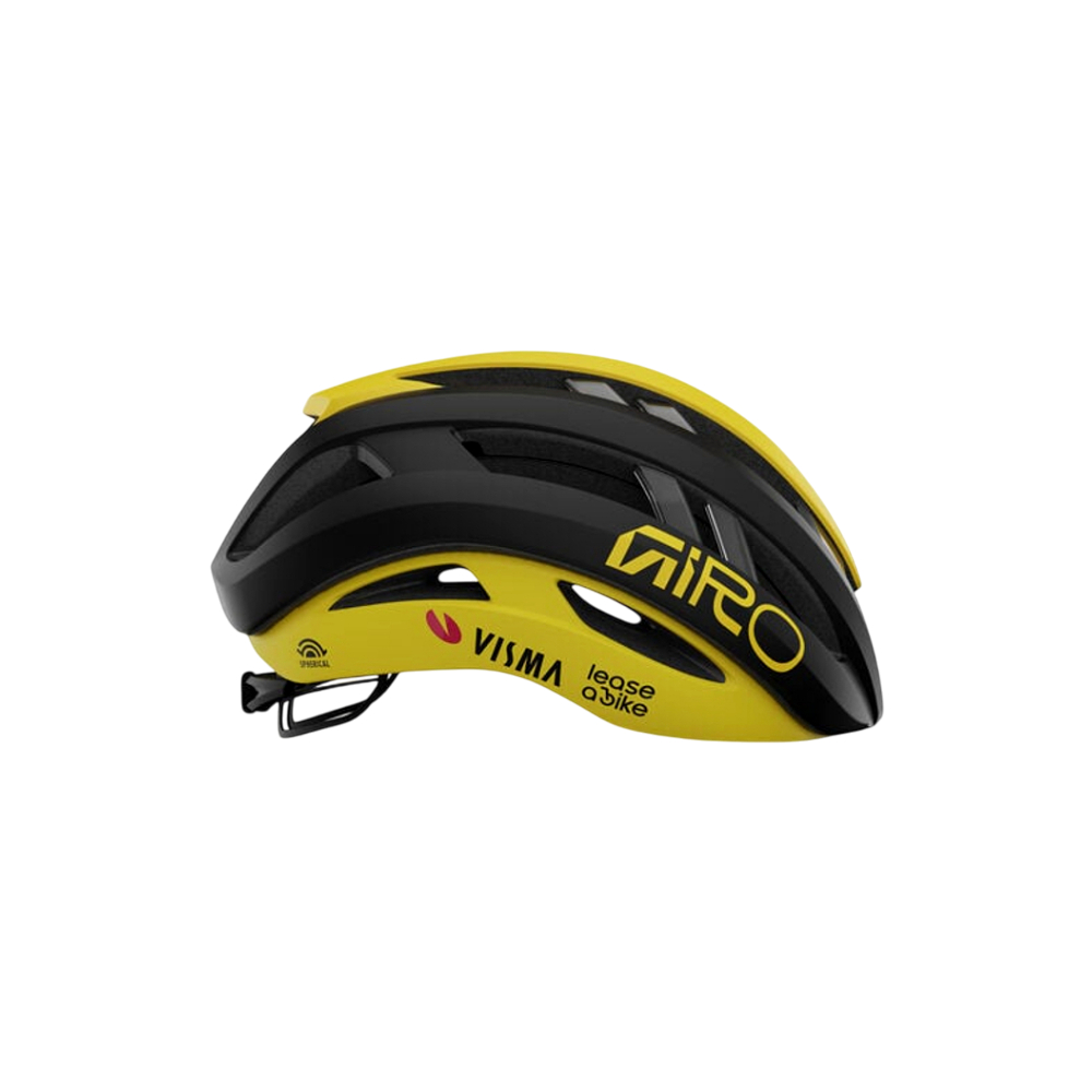 Giro Aries MIPS Spherical Road Cycling Helmet - Matte Black/Matte Yellow VISMA (Medium)