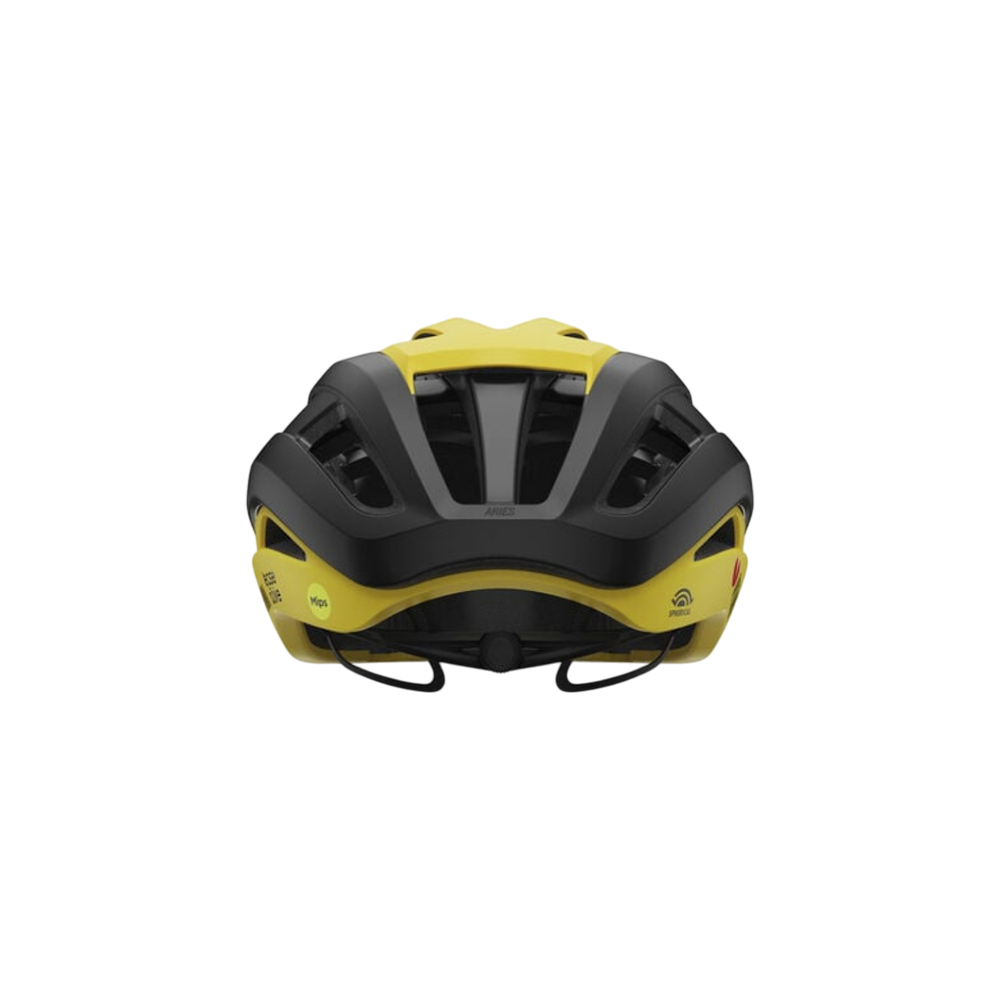 Giro Aries MIPS Spherical Road Cycling Helmet - Matte Black/Matte Yellow VISMA (Medium)