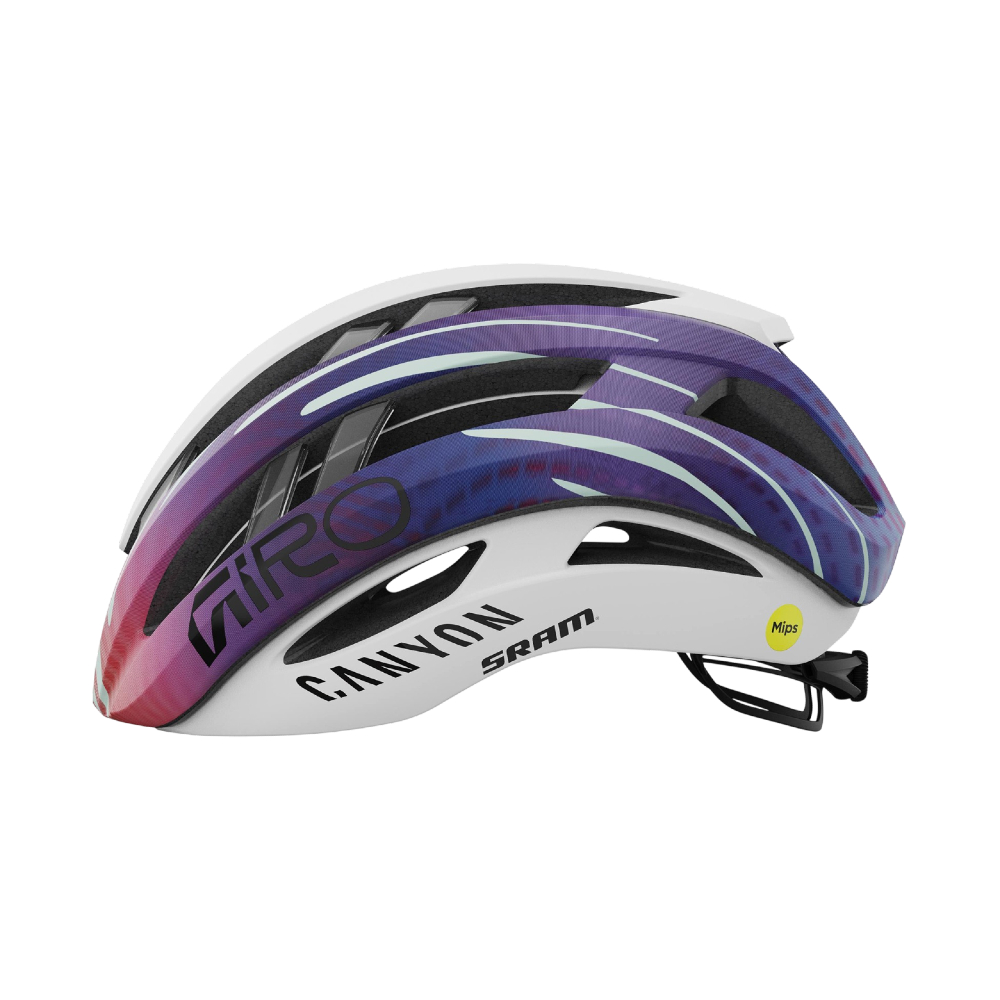 Giro Aries MIPS Spherical Road Cycling Helmet - White Matte Blue Canyon (Small)