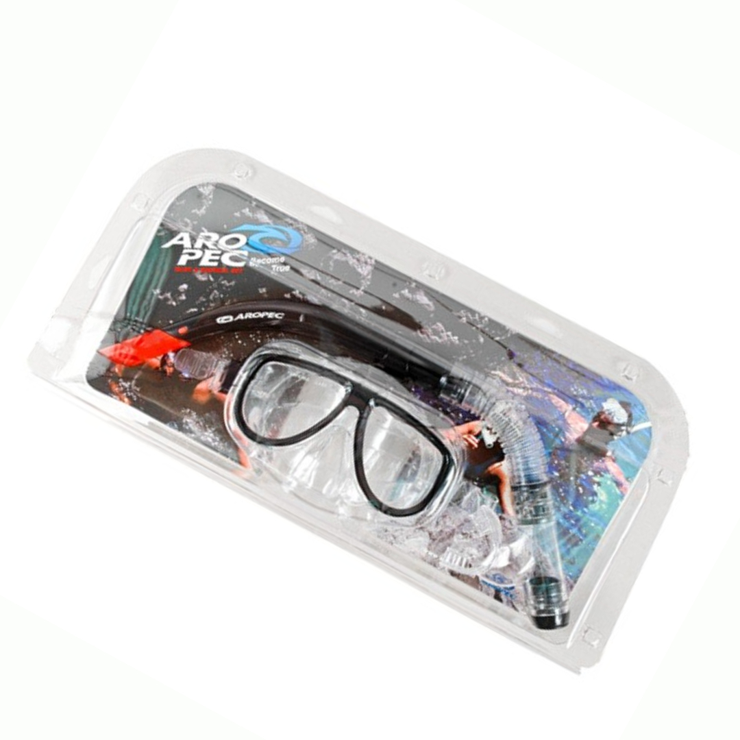 Aropec CO-YA241111P Dolphin Mask and Snorkel Combo Set (Black)