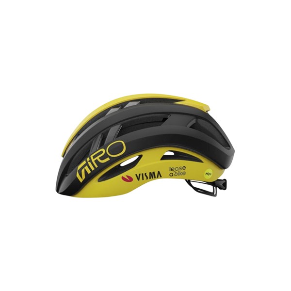 Giro Aries MIPS Spherical Road Cycling Helmet - Matte Black/Matte Yellow VISMA (Medium)