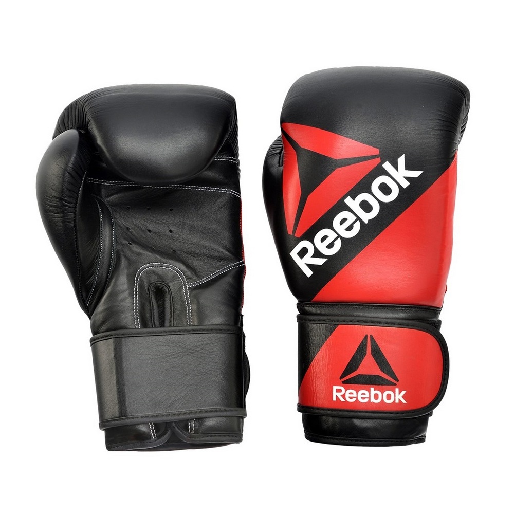 Reebok RSCB 10040 10oz Combat Leather Training Gloves Red Black JB Sports